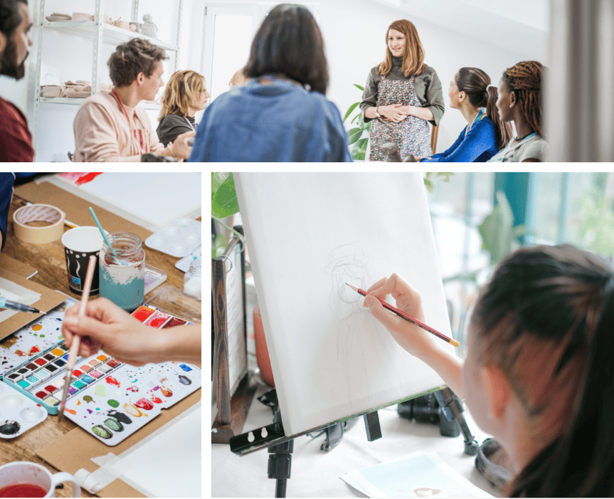Collage de mujeres en talleres