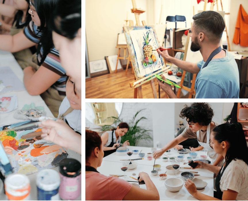 Collage de mujeres en talleres